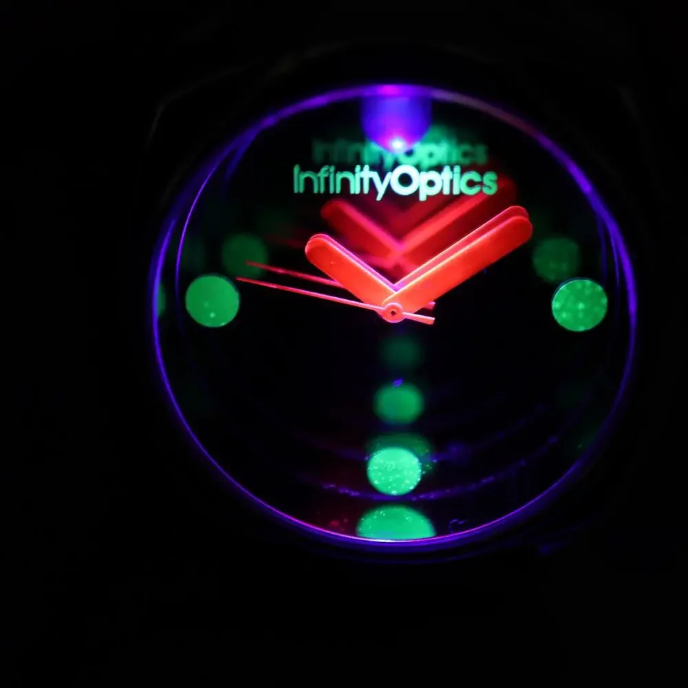 Can You Imagine Infinity Optics Mirror Black Light 45mm Watch Retro WORKING